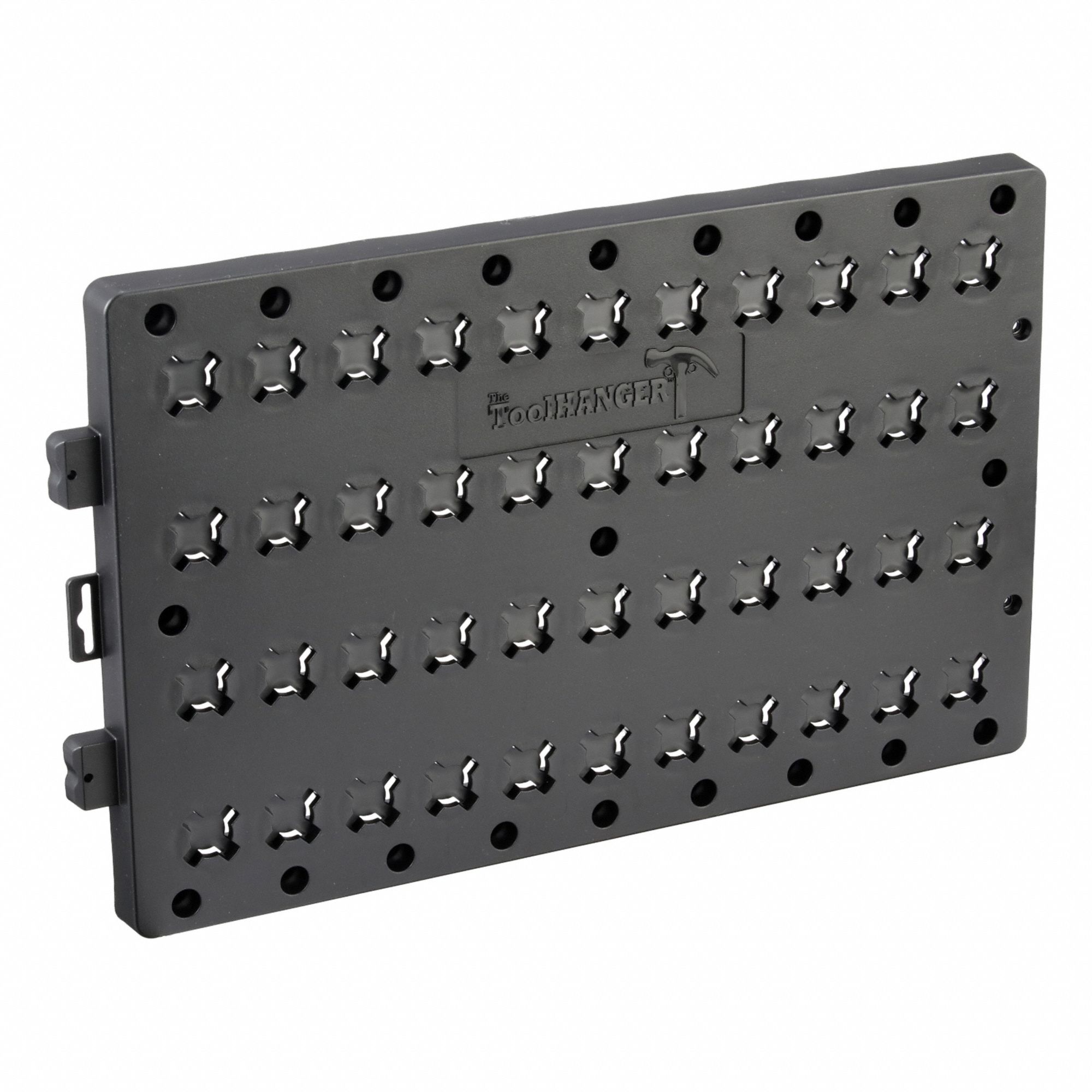 Tool Hanger Board: Black, 19 in Overall Wd, 11 1/2 in Overall Lg, Plastic