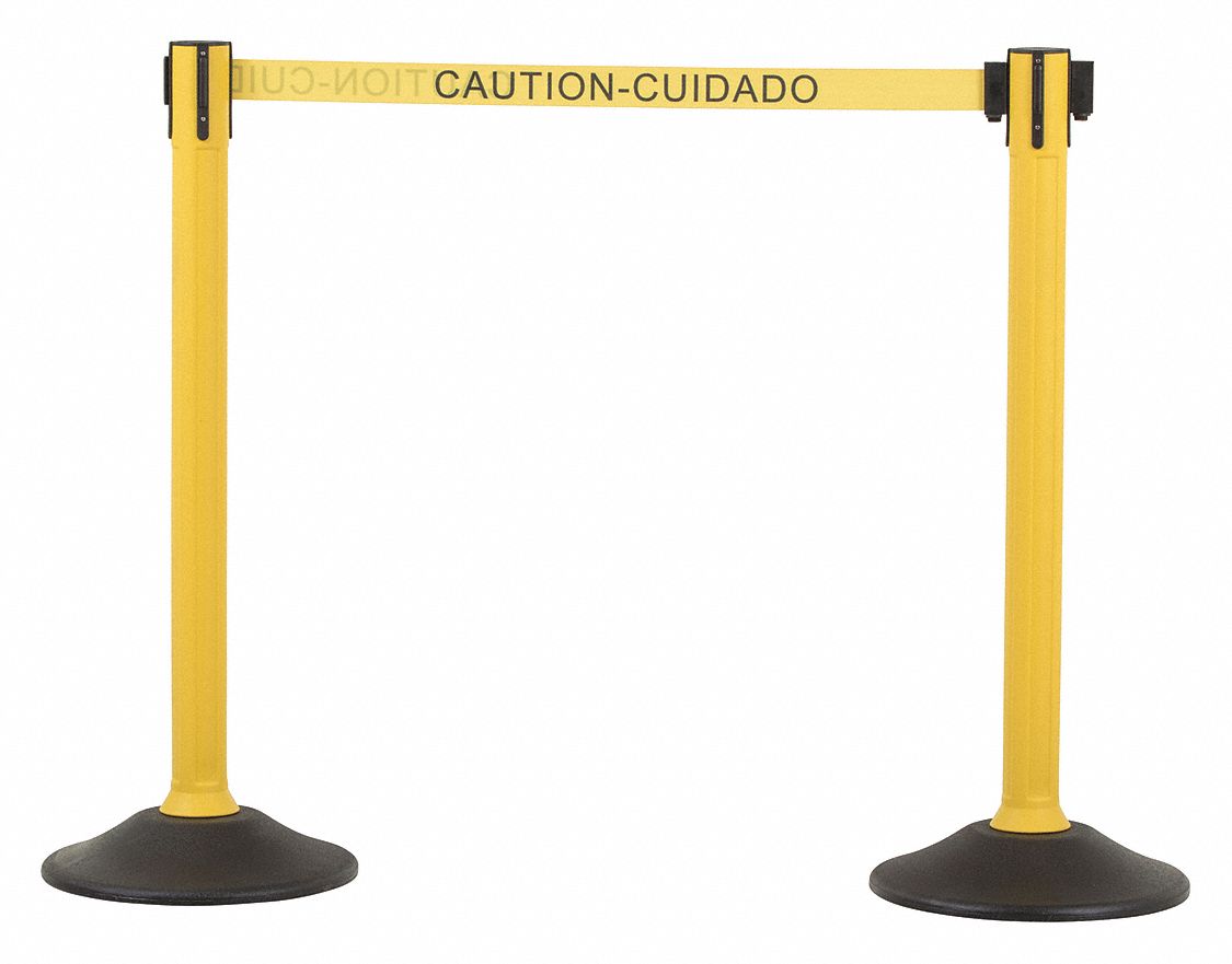 Barrier Post with Belt, HDPE, Yellow, PR