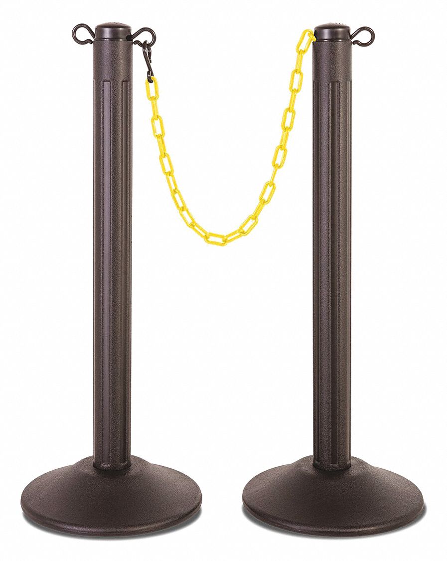 Heavy Duty Stanchion: Outdoor or Indoor, 3 in Post Dia., 37 7/8 in Ht, 1 PR