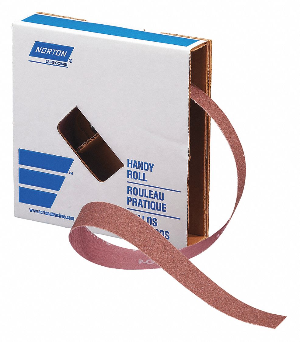 ABRASIVE UTILITY ROLL, 1 IN W X 30 FT L, ALUMINUM OXIDE, P80 GRIT, J WEIGHT CLOTH, K225, P80
