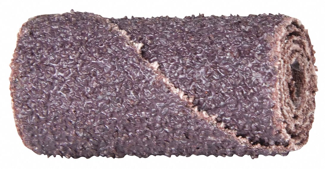 Cartridge Roll: Straight, 3/4 in Dia x 2 in L, 1/4 in Pilot, Aluminum Oxide, 120 Grit, R228