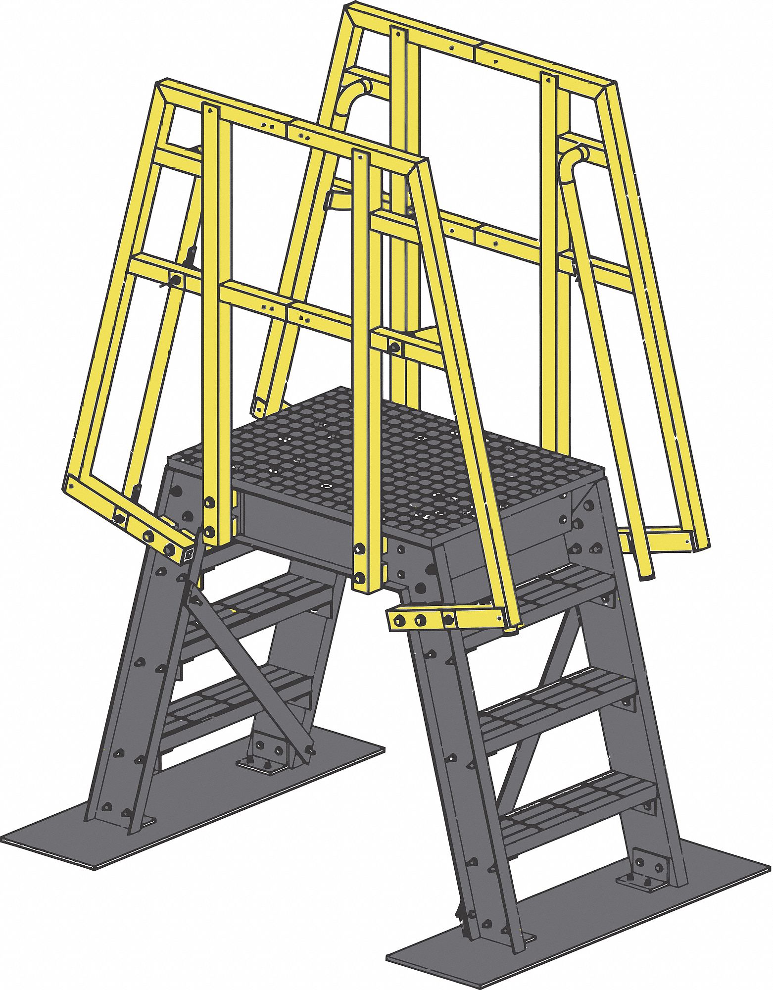 FIBERGRATE 4Step FRP Composite Crossover Bridge, Open Grip Step Tread
