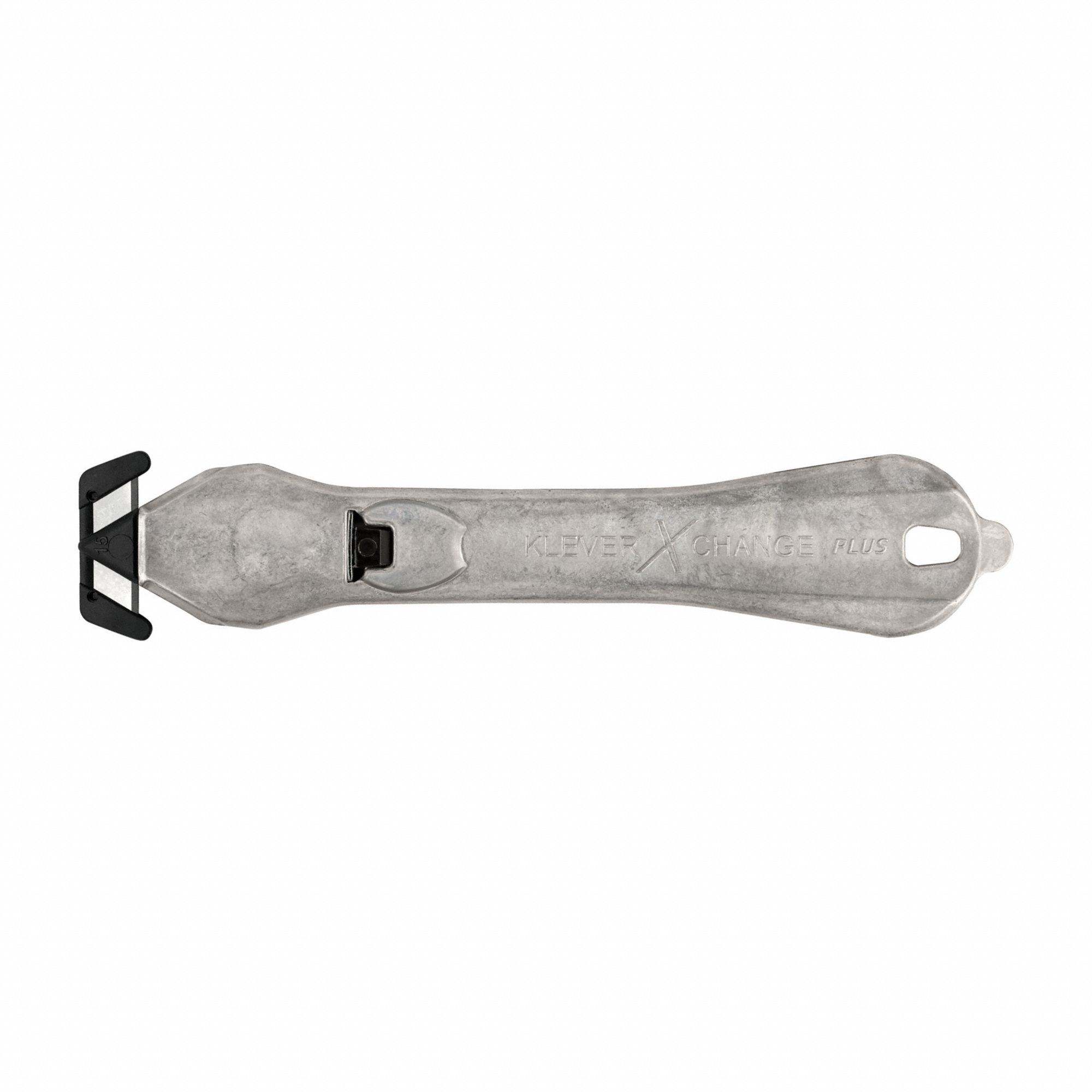 Safety Cutter: 6 1/2 in Overall Lg, Straight Handle, Plain, Steel, Silver, Straight