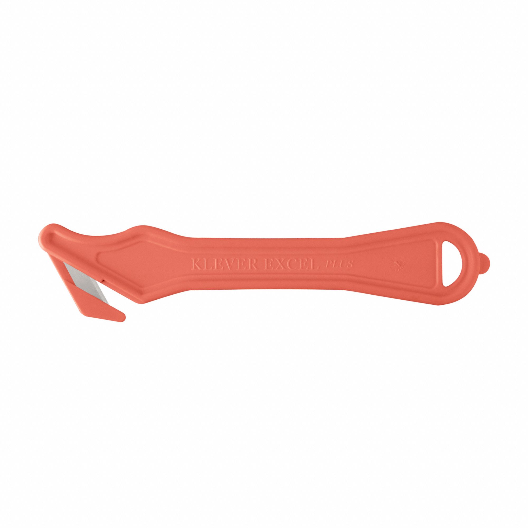 Safety Cutter: 7 in Overall Lg, Straight Handle, Textured, Steel, Orange, Straight, 10 PK