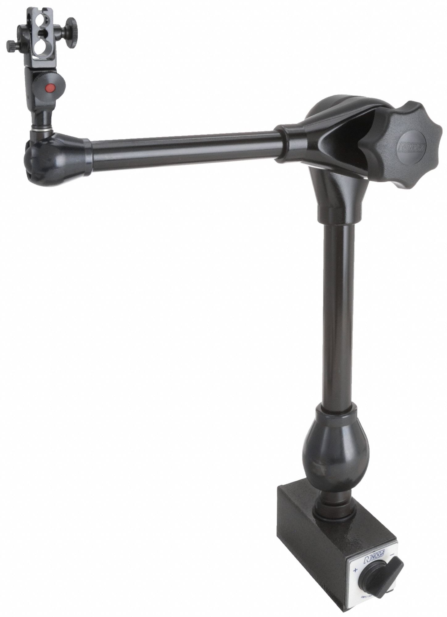 NOGA Magnetic-Base Indicator Holder: Magnetic Base, Articulating Arm, 1,300  N Holding Power, V Step