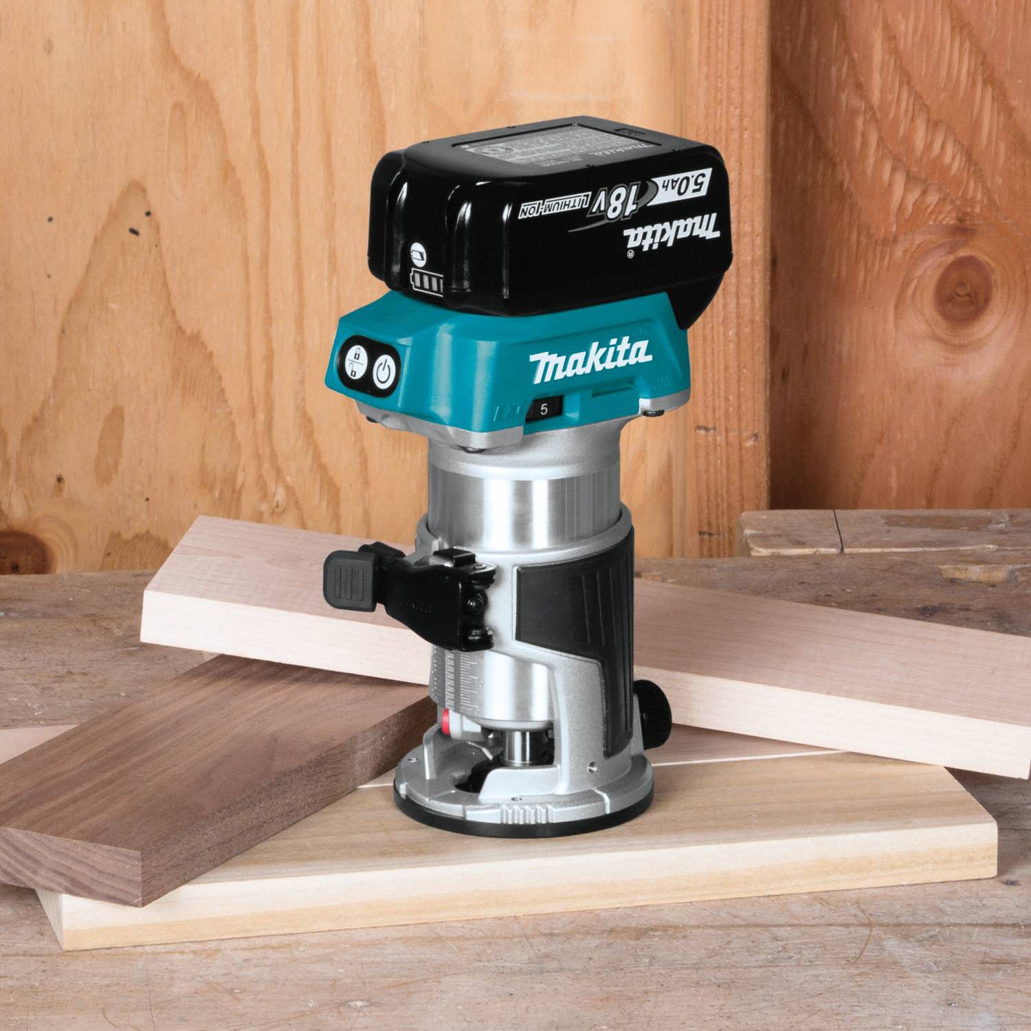 MAKITA Cordless Compact Router Kit 18 V, Battery Included, 5.0Ah