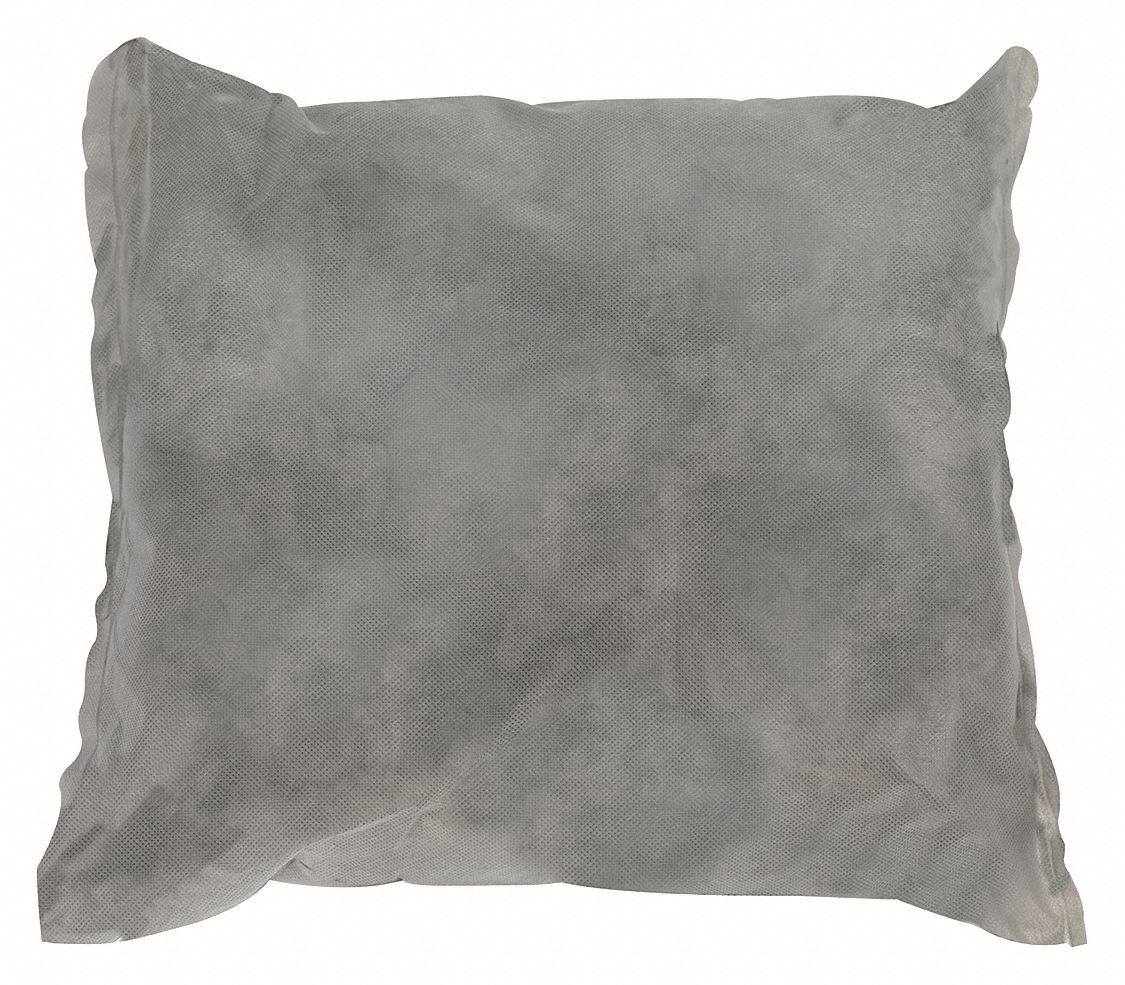 ABSORBENT PILLOW, 18 X 18 IN, 28 GALLON/PACK, 1.75 GAL/PILLOW, BAG, GREY, 16 PK