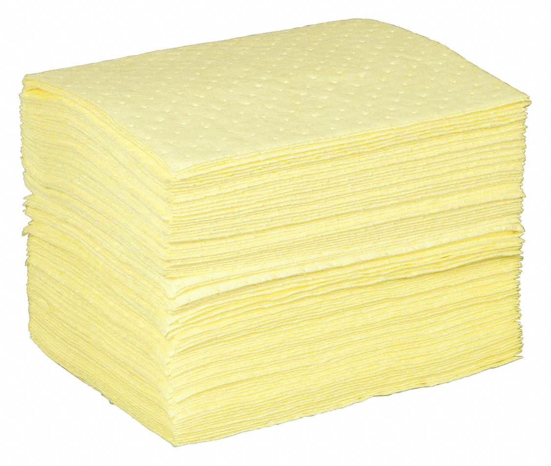 ABSORBENT PAD, 33 OZ ABSORBED PER PAD, 26 GALLON, BALE, YELLOW, 100 PK