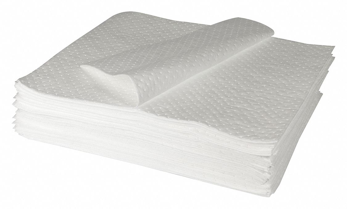 FEUILLES ABSORBANTES, 30 PO X 30 PO, POLYPROPYLÈNE, 104 OZ ABSORBÉES PAR TAMPON, 41 GAL PAR PAQUET, BLANC