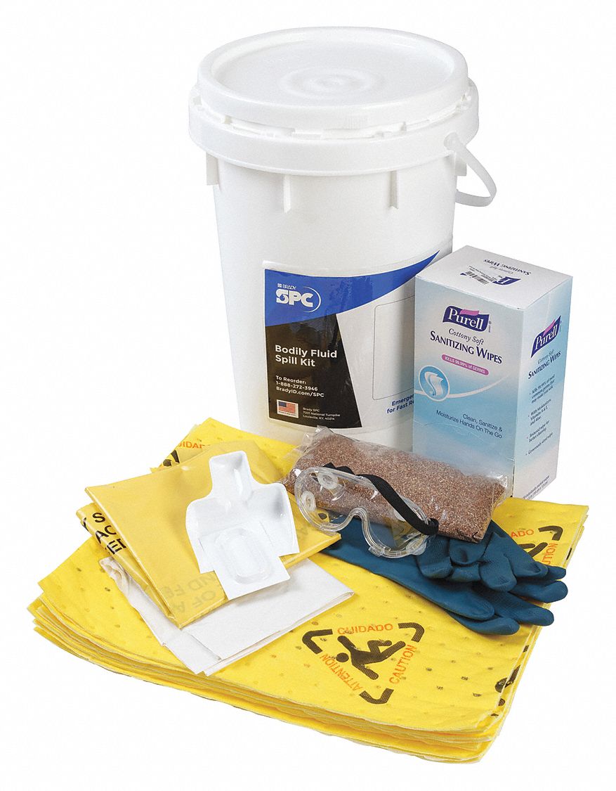 SPILL KIT, 9 GALLON ABSORBED PER KIT, 2 DISPOSAL BAGS/SCOOP & SCRAPER