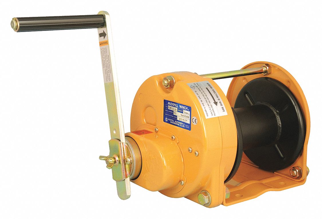 12 3/8 inH Lifting, Pulling Hand Winch with 1,100 lb 1st Layer Load Capacity; Brake Included: Yes