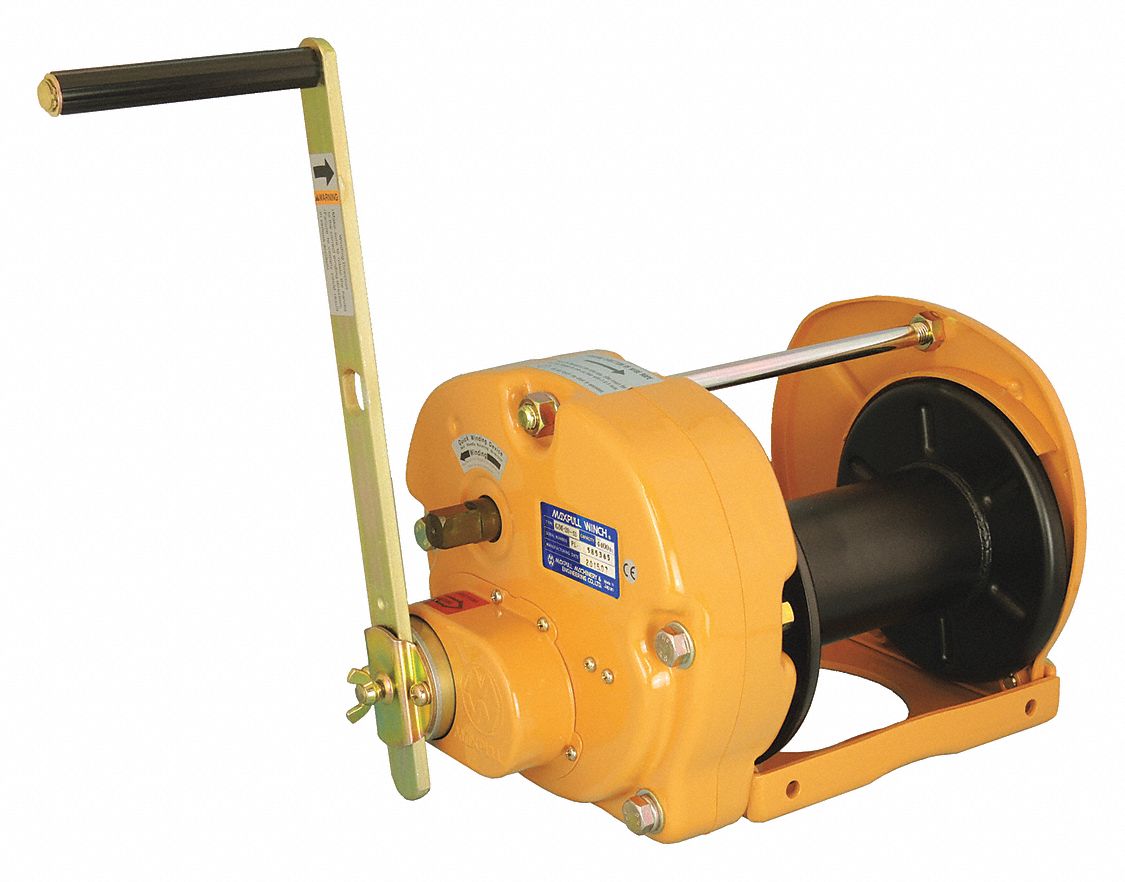 17 15/64 inH Lifting, Pulling Hand Winch with 4,400 lb 1st Layer Load Capacity; Brake Included: Yes