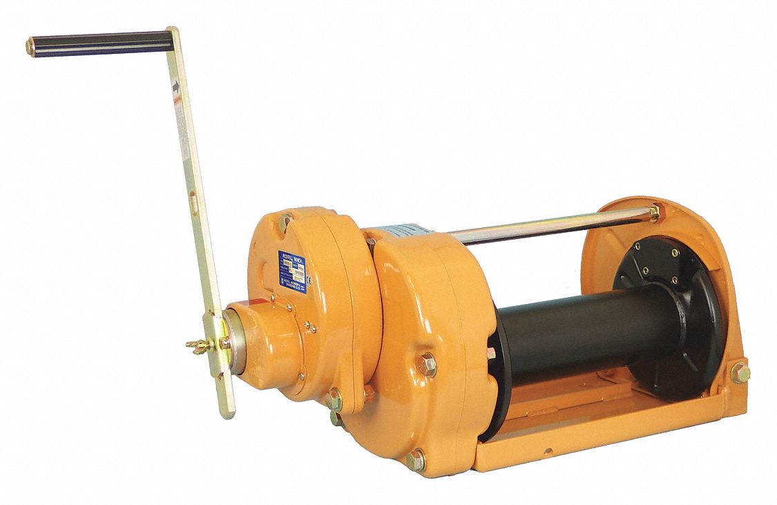 Hand Winch: 30.6 lb 1st Layer Load Capacity, Spur, 35.1:1 Winch Gear Ratio