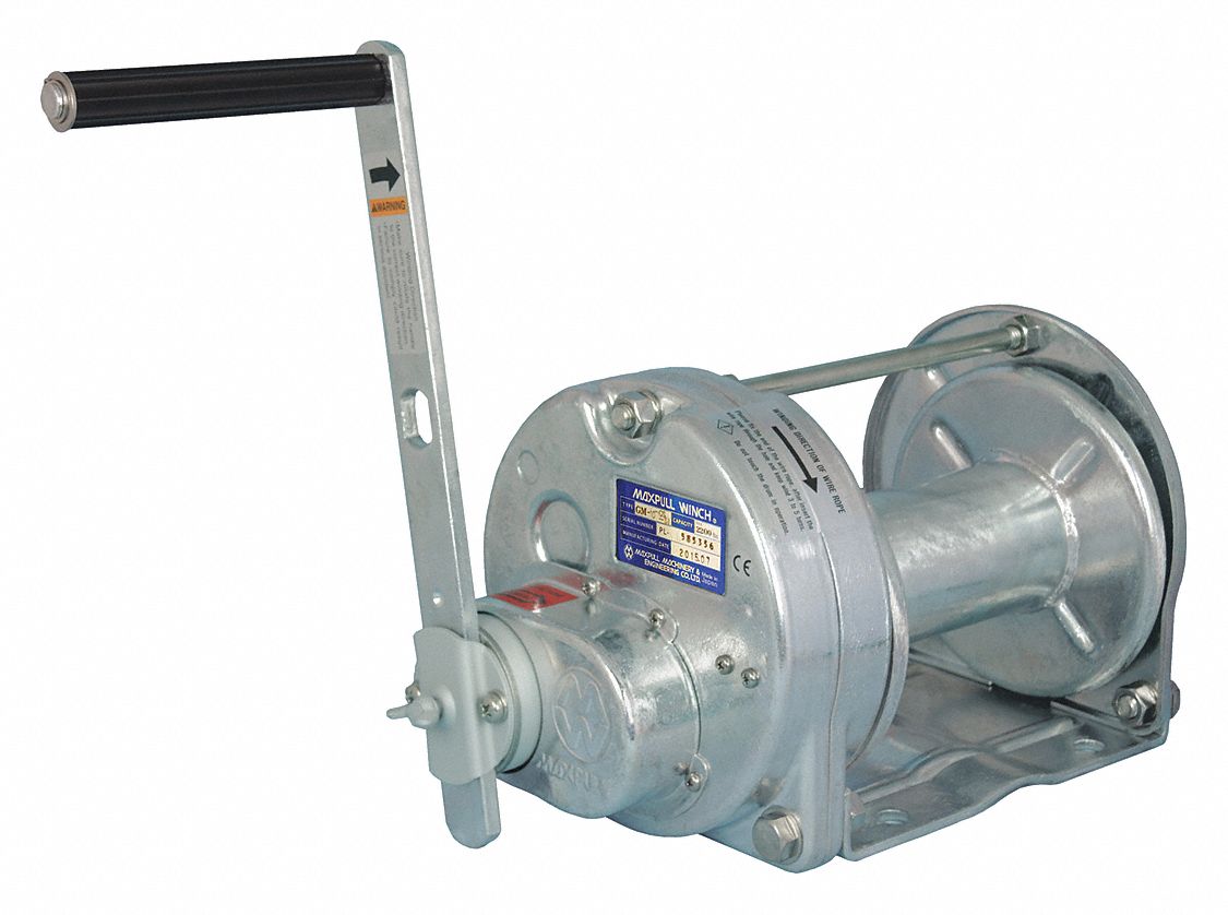 14 23/64 inH Lifting, Pulling Hand Winch with 2,200 lb 1st Layer Load Capacity; Brake Included: Yes