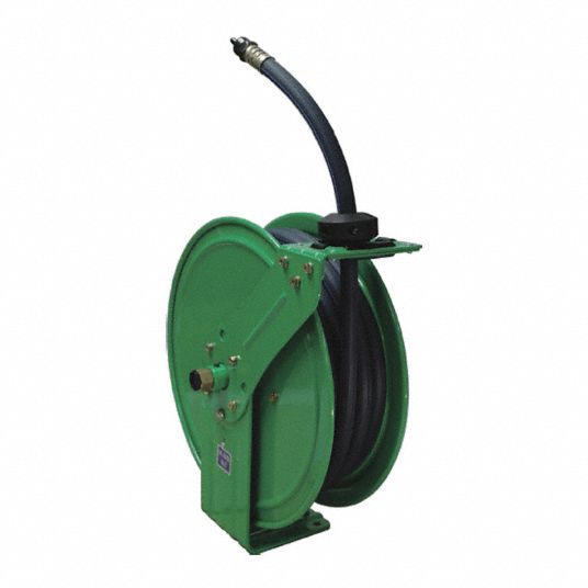 25 ft (1/4 in I.D.), 1/4 in MNPT, Spring Return Hose Reel - 437J21