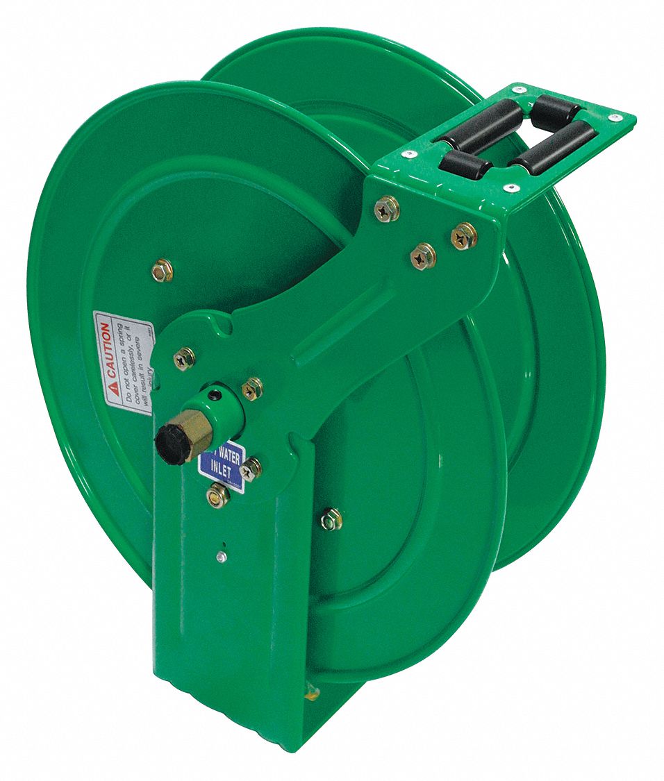 50 ft (3/8 in I.D.), 300 psi Max Op Pressure, Spring Return Hose Reel