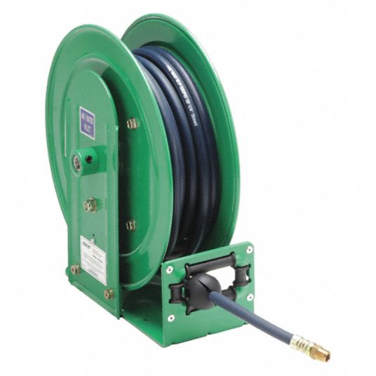 25 ft (1/4 in I.D.), 1/4 in MNPT, Spring Return Hose Reel - 437J24