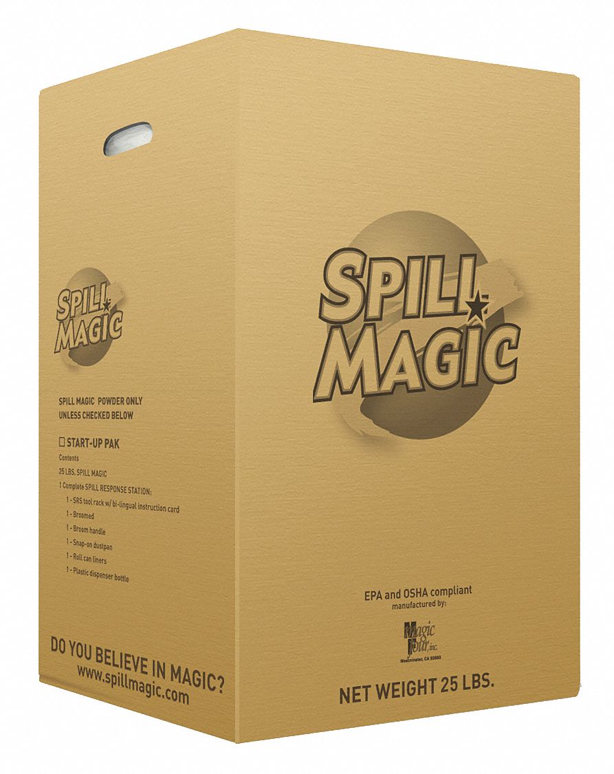 SPILL MAGIC, 8 gal Volume Absorbed per Pkg., 25 lb Wt, Absorbent Powder