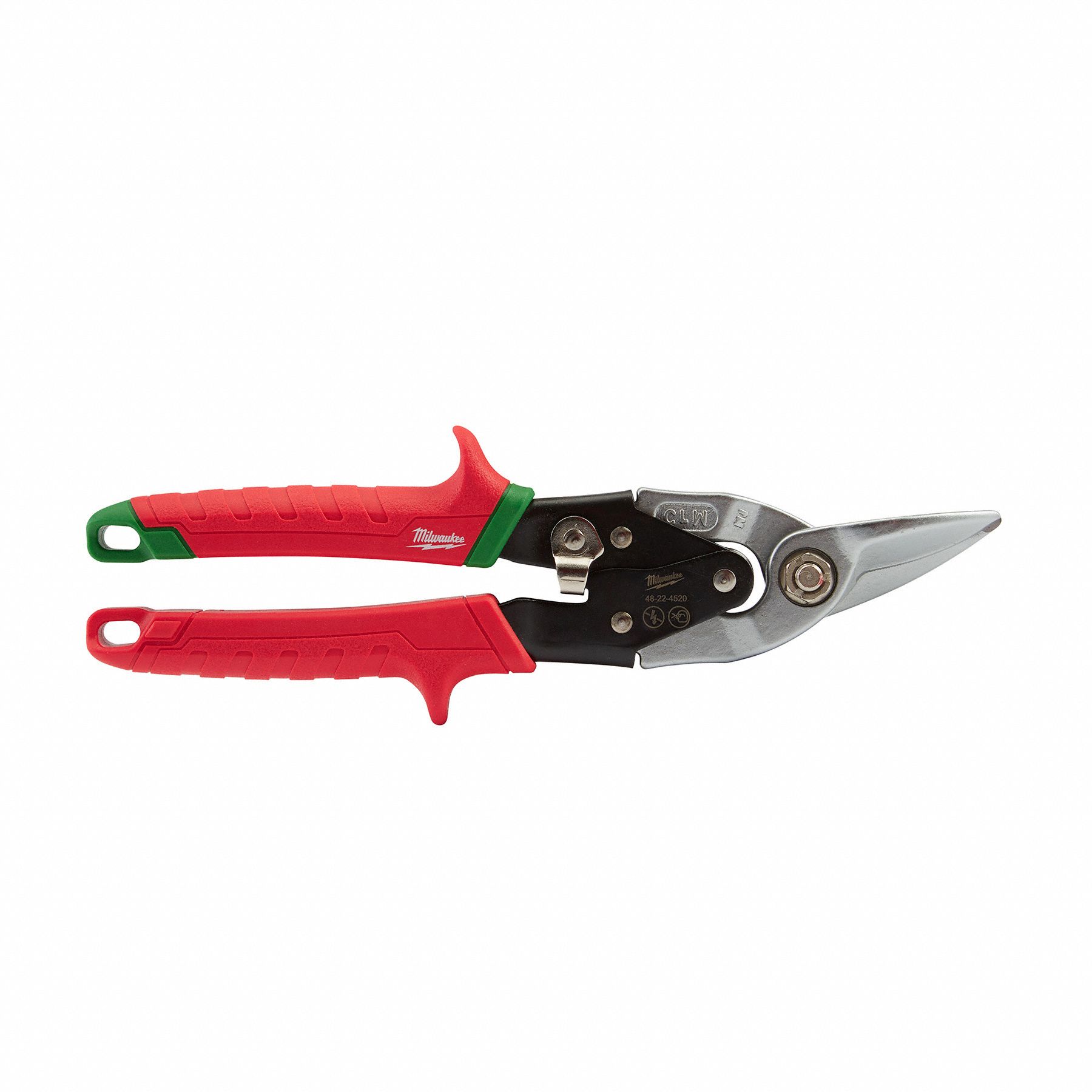 Aviation Snip: Right/Straight, 10 in Overall Lg, 5 in Cutting Lg, Steel, Plastic, Plastic