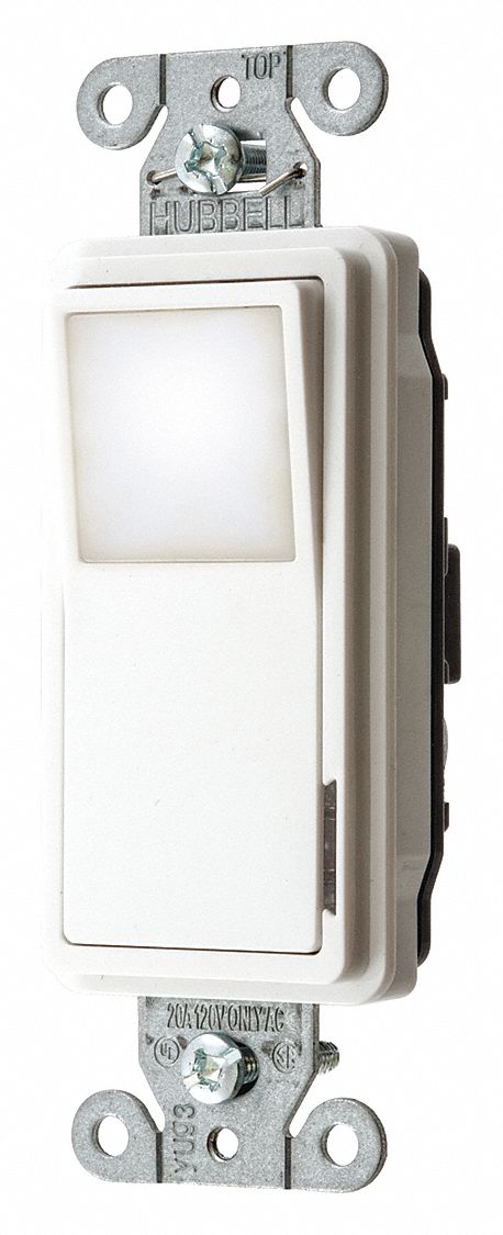 NIGHTLIGHT WALL SWITCH,WHITE,20 A,ROCKER