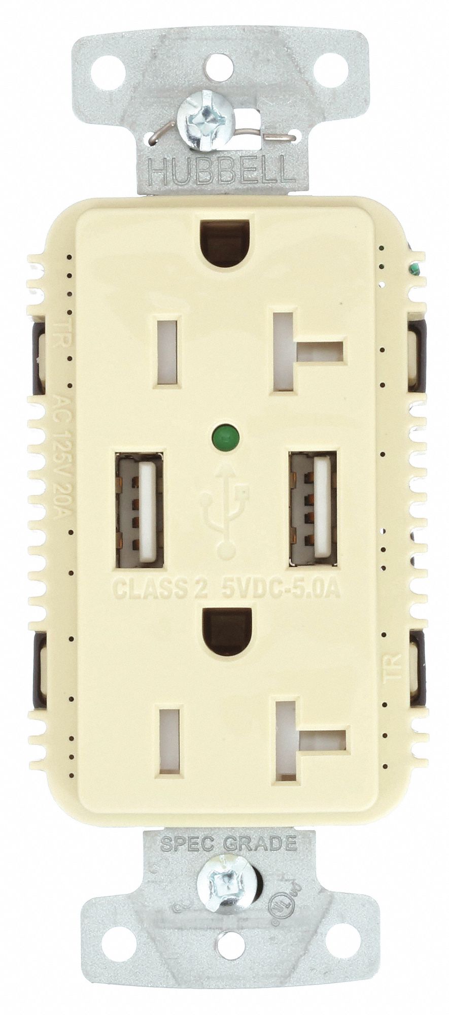 HUBBELL WIRING DEVICE-KELLEMS RCPT DUP 20A 125V 5A 5V USB PORT A I ...