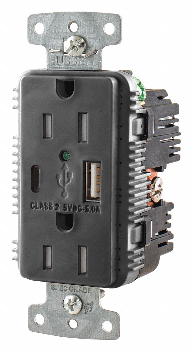 Combination NEMA Straight-Blade Receptacles with USB Ports