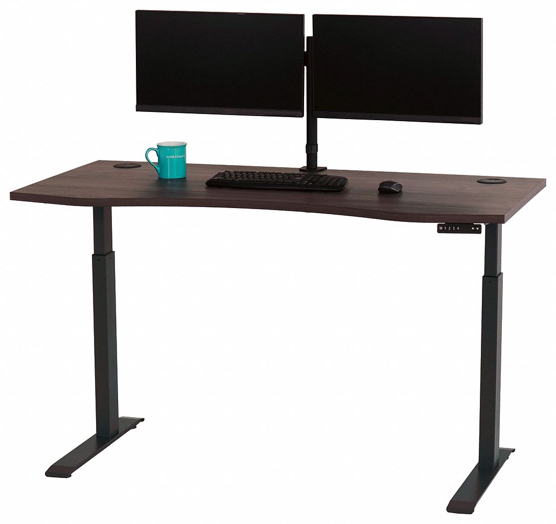 Adjustable Desk: Manager Series, 60 in Overall Wd, 28 in to 48 in, 30 in Overall Dp, Gray Top