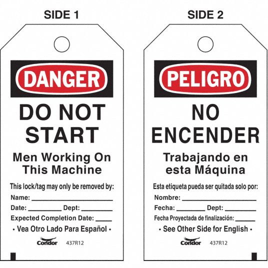 CONDOR, Peligro/Danger, Warning People on Machinery, Lockout Tag ...