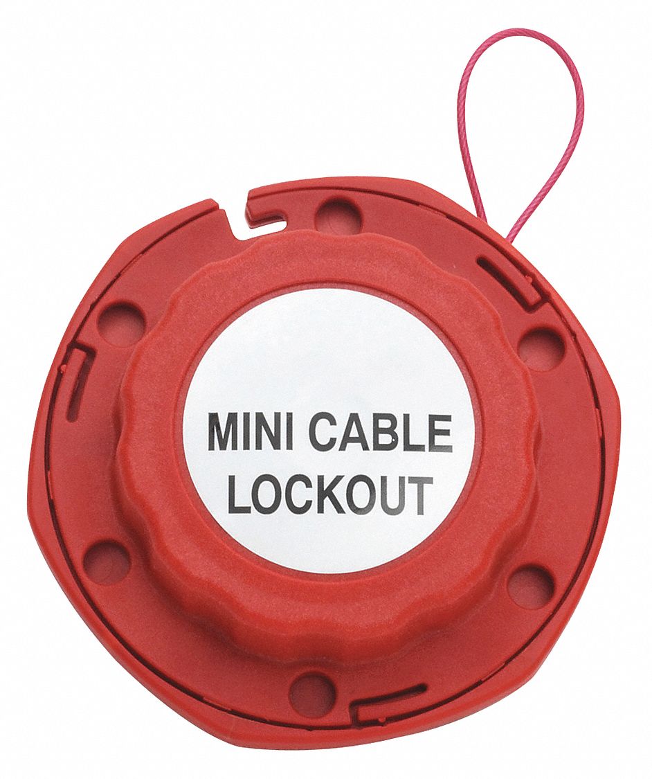 CABLE LOCKOUT, INCLUDES CABLE, STEEL, RED, 8 FT CABLE LENGTH