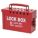 GROUP LOCKOUT BOX, STEEL, RED, 6 X 9 X 3½ IN, PORTABLE, HINGED, 13 PADLOCKS