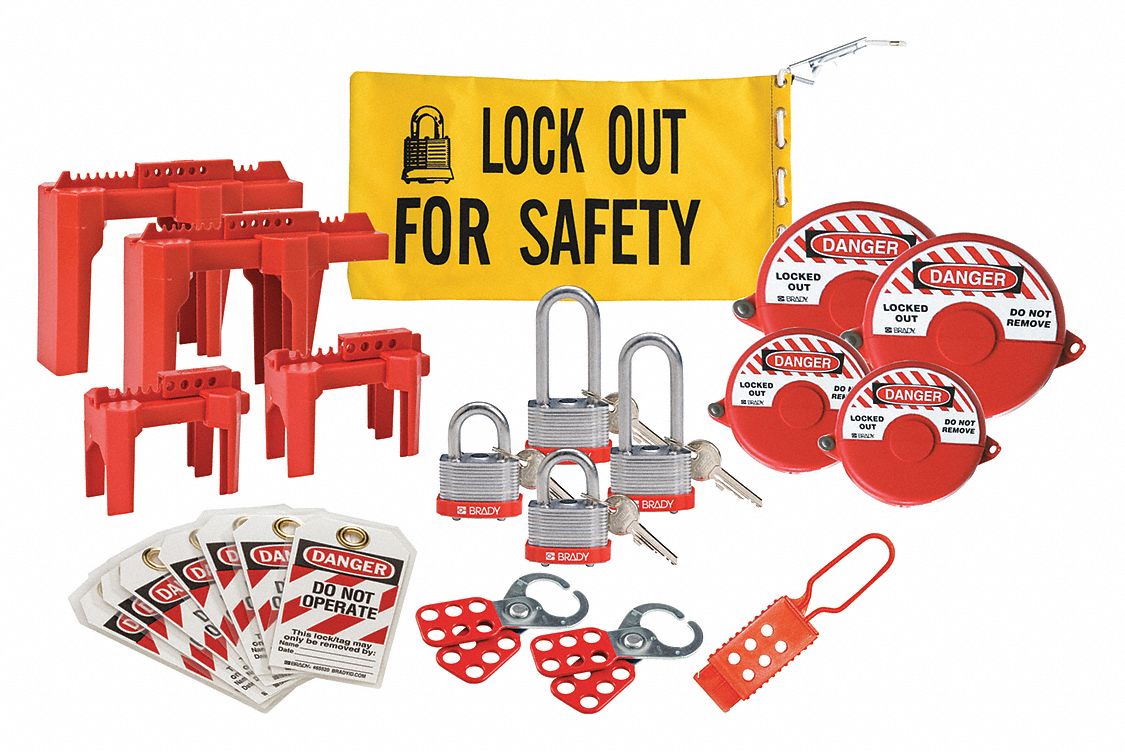 CONDOR Portable Lockout Kit, Filled, General Lockout, Bag, Yellow 437R71437R71 Grainger