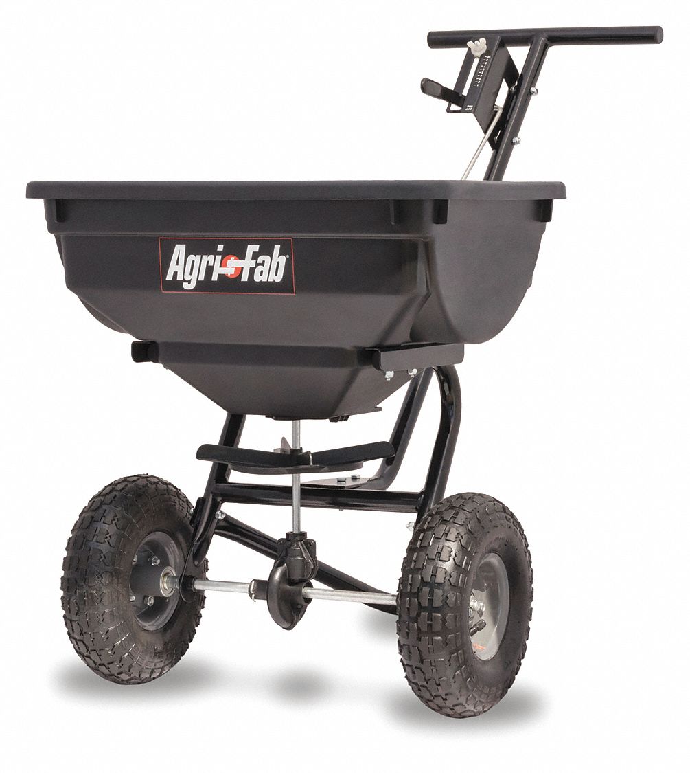 AGRIFAB Broadcast Spreader, 85 lb Capacity, Pneumatic Wheel Type, Broadcast Drop Type, Fixed T