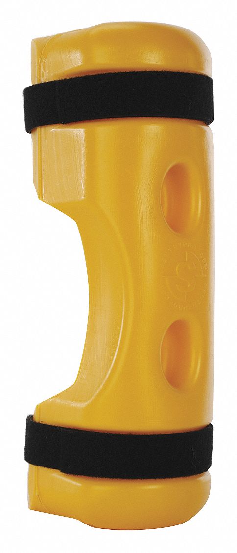 Pallet Rack Guard: Strap-On, On Upright, 3 1/4 in x 6 in x 18 in, Polymer, Yellow