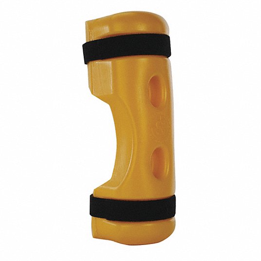Pallet Rack Guard: Strap-On, On Upright, 3 1/2 in x 6 1/4 in x 18 in, Polymer, Yellow