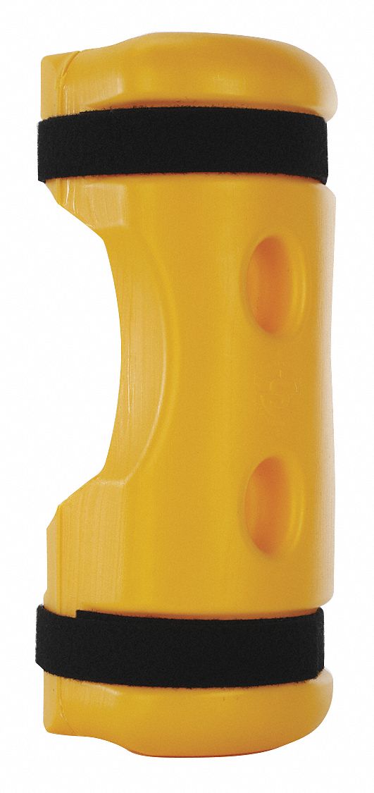 Pallet Rack Guard: Strap-On, On Upright, 4 3/4 in x 6 3/4 in x 18 in, Polymer, Yellow