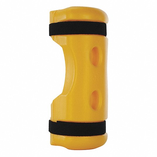 Pallet Rack Guard: Strap-On, On Upright, 4 3/4 in x 6 3/4 in x 18 in, Polymer, Yellow
