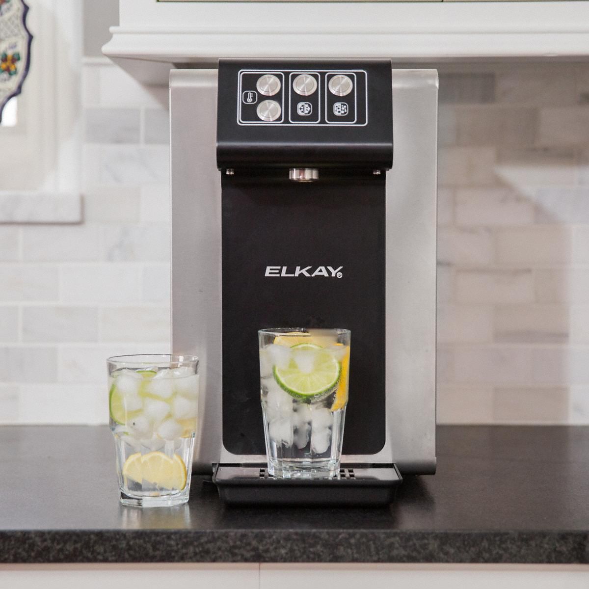 ELKAY Plumbed Water Dispenser Countertop, Cold/Room Temp, Black/Gray