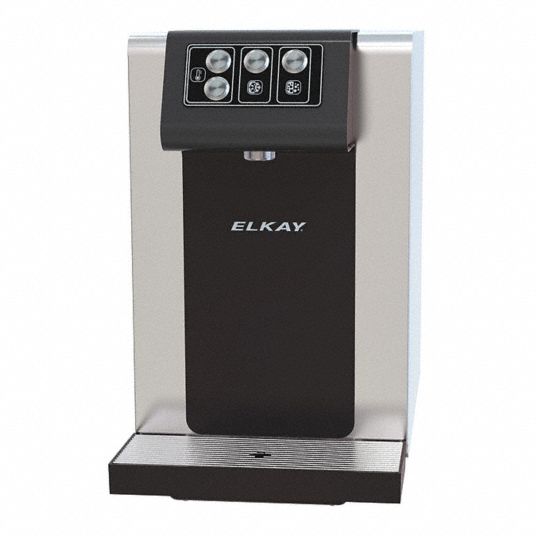 ELKAY Plumbed Water Dispenser Countertop, Cold/Room Temp, Black/Gray, 16 1/2 in Ht, 10 1/4 in
