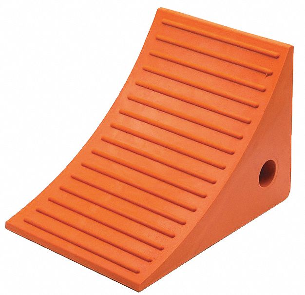 WHEEL CHOCK, F/ GENERAL PURPOSE, SINGLE WHEEL, ORNGE, 8 X 8 1/4 X 11 1/2 X 35 IN, RUBBER