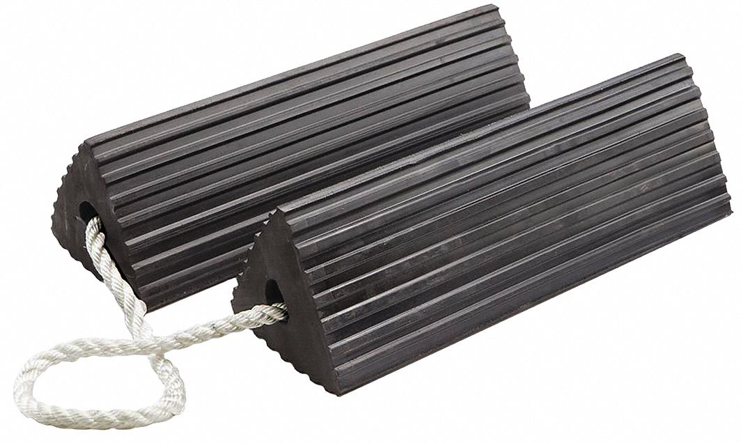WHEEL CHOCK, F/ AIRCRAFT, DOUBLE WHEEL, BLACK, 5 X 4 1/2 X 18 IN, RUBBER