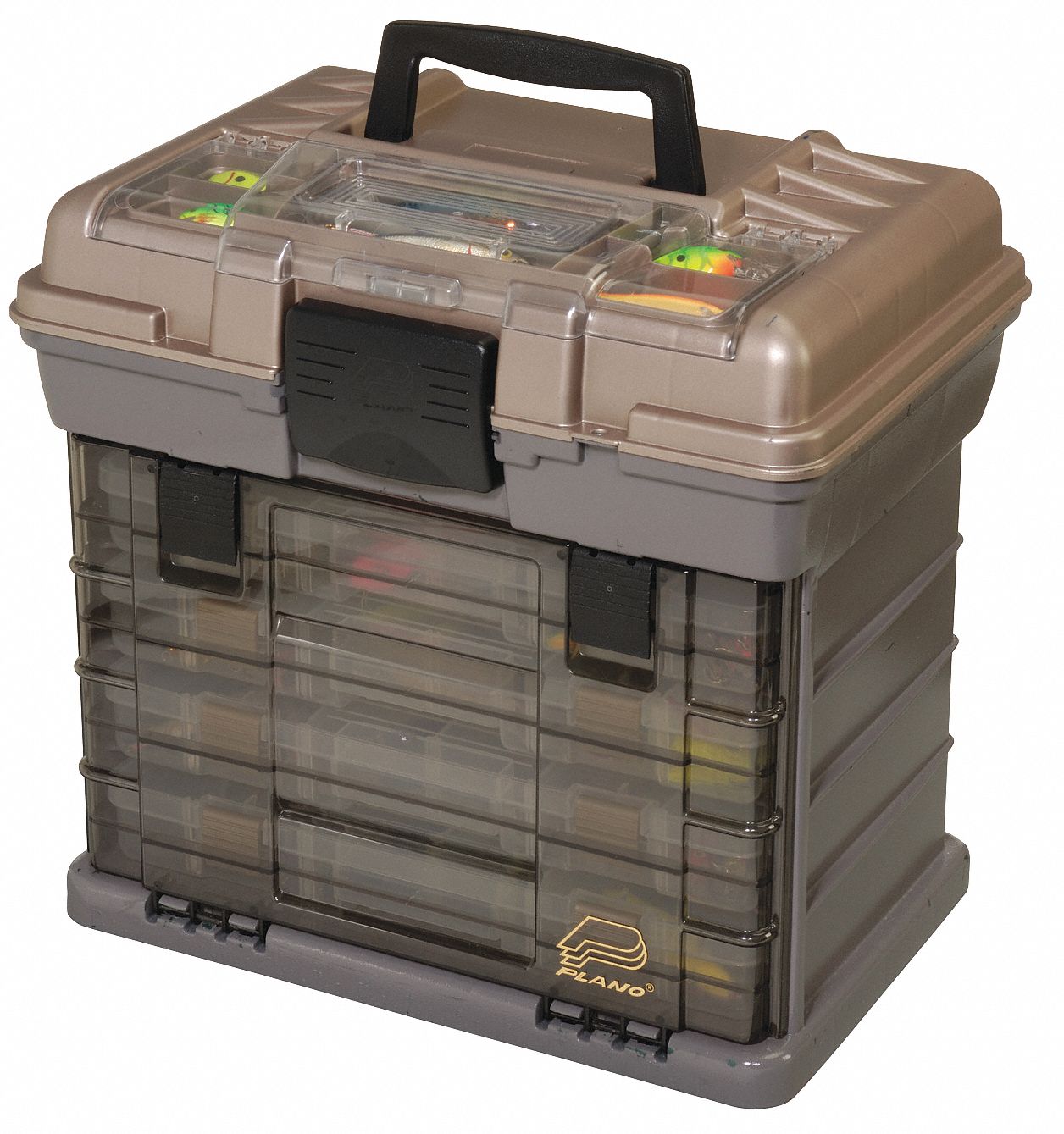 SMALL PARTS STORAGE SYSTEM, 16½ IN X 12 IN X 12 IN, GREY/TAN, 112 COMPARTMENTS