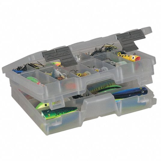 PLANO MOLDING Compartment Box: 7 1/2 in x 2 3/4 in, Clear, 30 ...