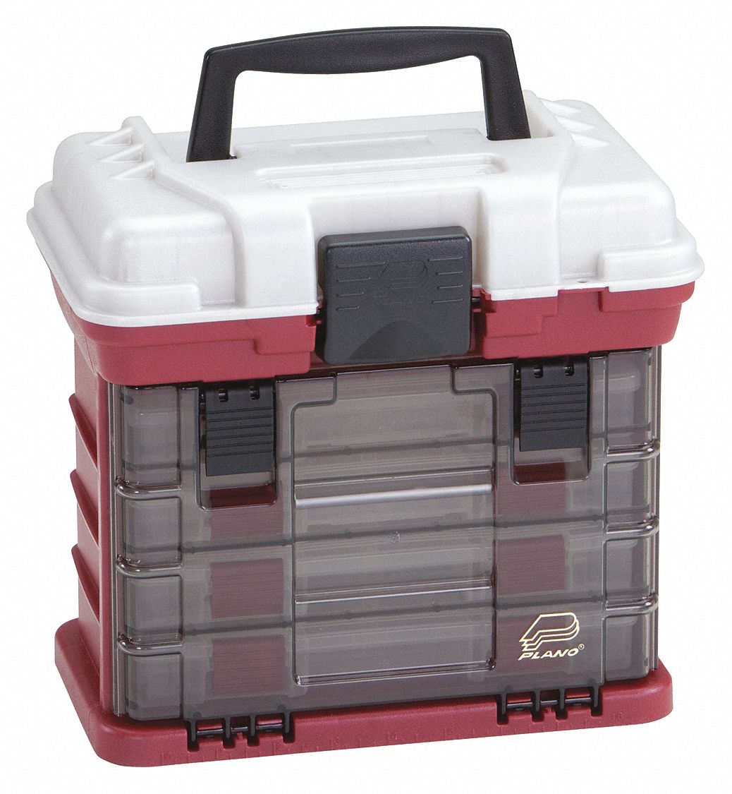 SMALL PARTS STORAGE SYSTEM, 11 IN X 7 IN X 10 IN, RED/SILVER, 36 COMPARTMENTS