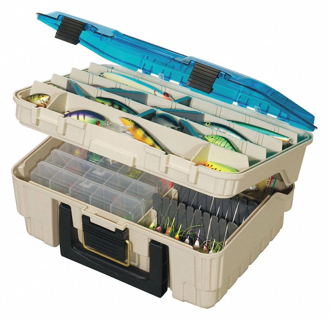 COMPARTMENT BOX, 13¼ X 10 X 6 IN, BEIGE/BLUE, 0 COMPARTMENTS, 20 ADJUSTABLE DIVIDERS