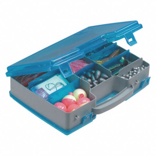 PLANO MOLDING, 11 1/4 in x 8 3/8 in x 3 in, Gray/Blue, Storage Box ...