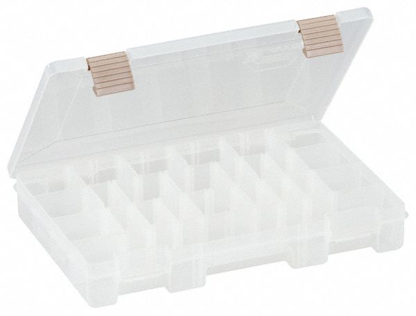 PLANO MOLDING, 11 in x 7 1/4 in x 1 3/4 in, Clear, Compartment Box ...