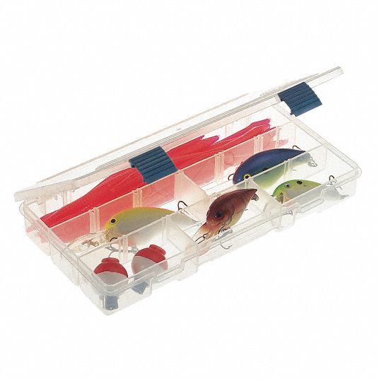 PLANO MOLDING, 9 1/8 in x 5 in x 1 1/4 in, Clear, Compartment Box ...