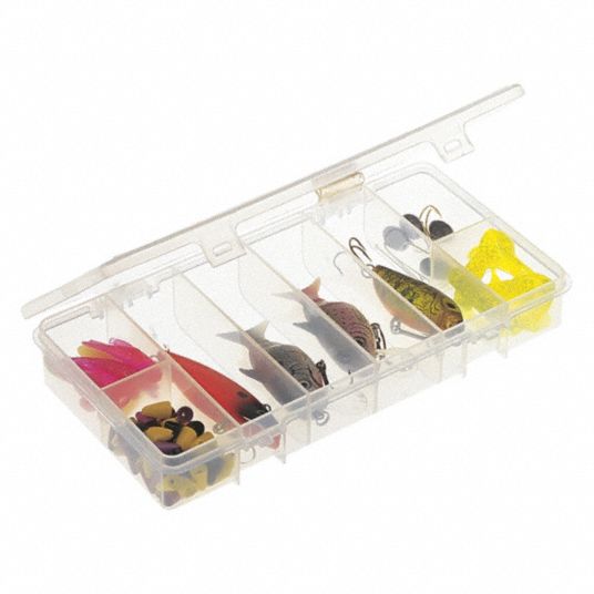 PLANO MOLDING Compartment Box: 3 3/4 in x 1 1/8 in, Clear, 8 ...