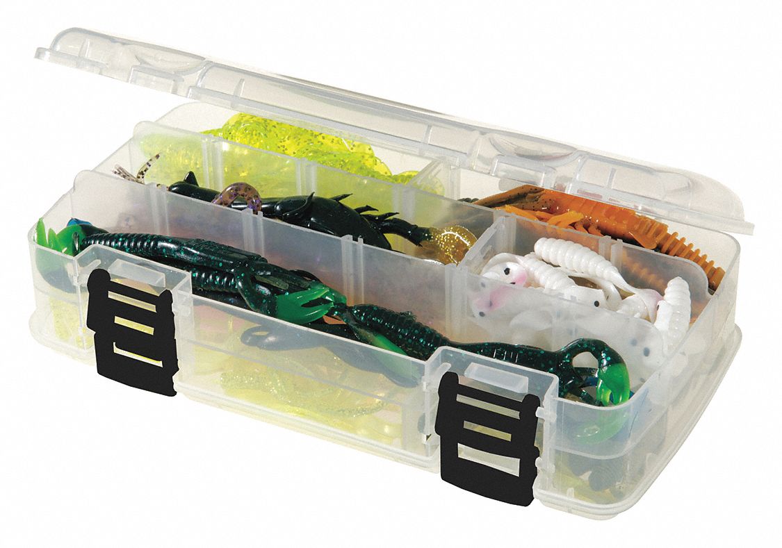 COMPARTMENT BOX, 8⅛ IN X 4⅞ IN X 2⅜ IN, CLEAR, 23 COMPARTMENTS, SNAP, PLASTIC