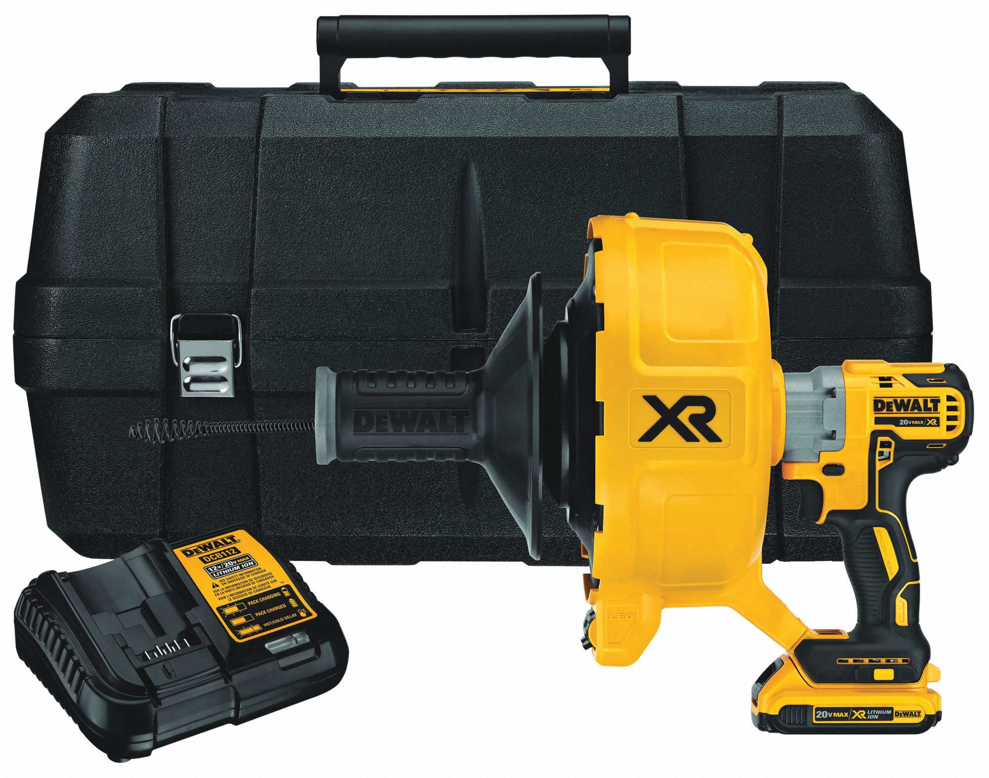 DEWALT Drain Gun Kit, 5/16" x 25 ft., Cordless 437U49DCD200D1 Grainger